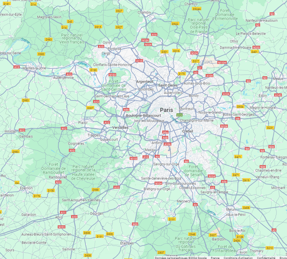 carte indiquant les lieux des cours de capoeira avec le maître Tyson en ile de france